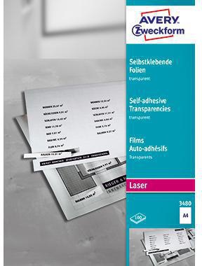 Avery Zweckform Laserfolie 3480 210x297mm transparent 100 St./Pack.