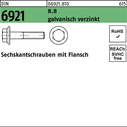 Sechskantschraube DIN 6921 Flansch M12x 60 8.8 galv.verz. 100 Stück