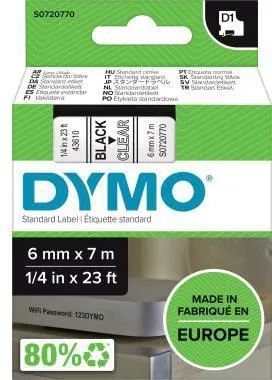 DYMO Schriftbandkassette D1 S0720770 6mmx7m sw auf tr