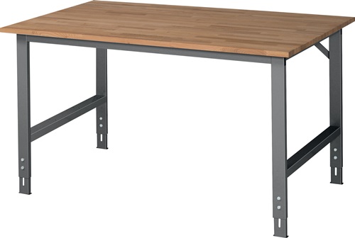 Werktisch Tom B1500xT1000xH760-1080mm Arbeitsplatte Buche Gestell anthrazitgrau