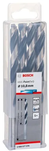 Bosch Metallspiralbohrer PointTeQ DIN388 Arbeits-L.94mm D.10,8mm Typ N 5St.
