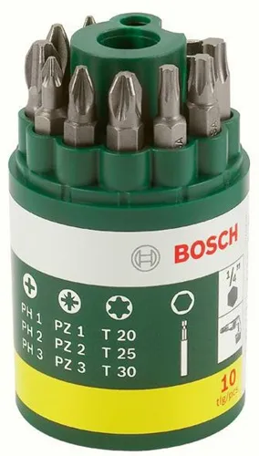 Bosch Schrauberbit-Set 10-tlg.PH1/2/3/PZ1/2/3/T20/25/30 m.Universalhalter