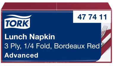 Tork Serviette 477411 33x33cm 3lg. 1/4 Falz bordeaux 150 St./Pack.