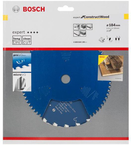 Bosch Kreissägeblatt Expert for Construct Wood D.184mm Bohrung16mm 24Zähne WZ+Pyramide