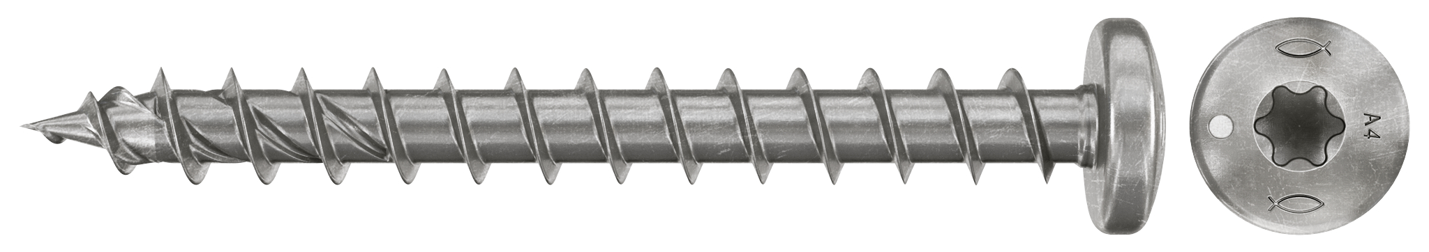 fischer Spanplattenschraube PowerFast FPF II PTF 5,0 x 40 A4 100, Panhead, Innenstern TX, Vollgewinde, Edelstahl A4
