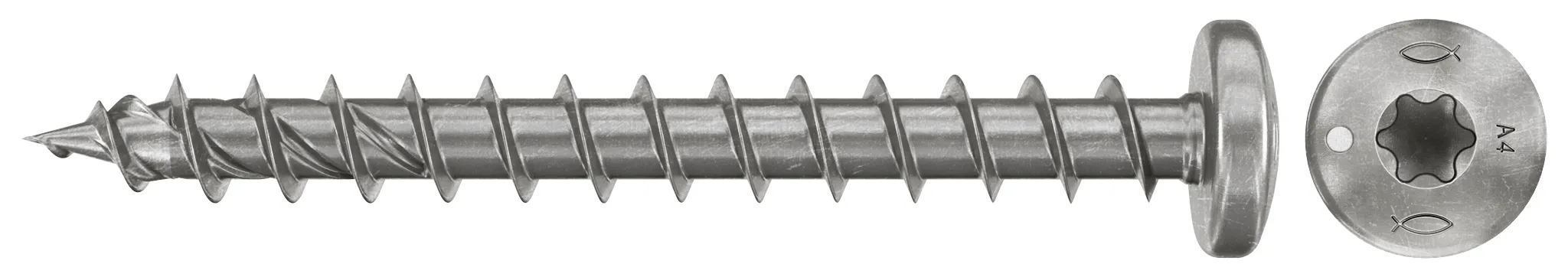 fischer Spanplattenschraube PowerFast FPF II PTF 5,0 x 60 A4 50, Panhead, Innenstern TX, Vollgewinde, Edelstahl A4