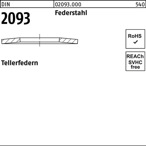 Tellerfeder DIN 2093 100x51,0x5,0 Federstahl 10 Stück
