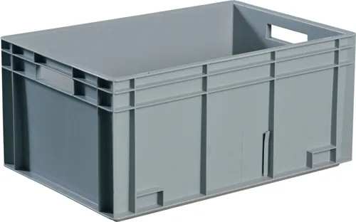 TECWERK Transportbehälter L600xB400xH170mm grau PP Durchfassgr.Seitenw.geschl.