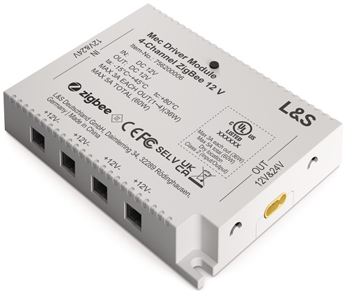 Funktionsmodul Mec Driver 4 Kanäle m.je 1 LED Ausgang 12V DC L.98,3mm L&S