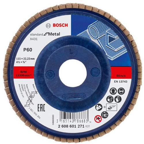 Bosch Fächerschleifscheibe X431 Standard for Metal Scheiben-D.115mm Körnung 60 Ku.