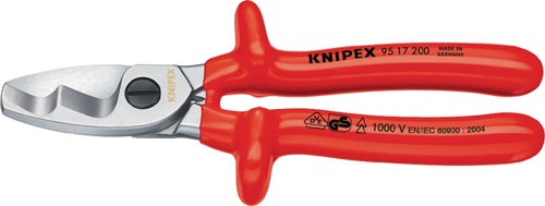 Kabelschere L.200mm Kopf verchr.VDE tauchisol.KNIPEX