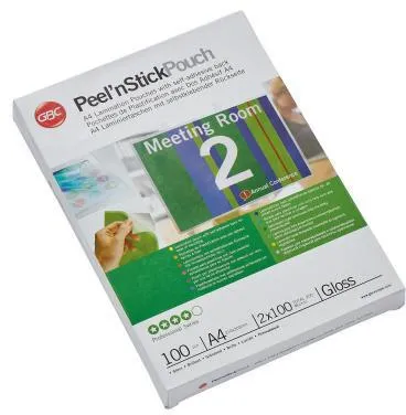 GBC Folientasche PeelnStickPouch 41666E DIN A4 100mic 100 St./Pack.