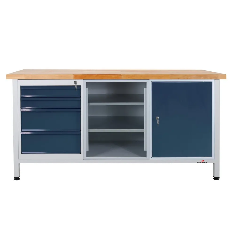 Steinbock® Werkbank Extra, 4 Schubladen, 1 Regalabteil, 1 Tür, TK 500 kg