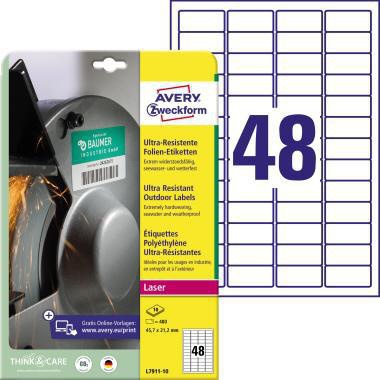 Avery Zweckform Folienetikett L7911-10 45,7x21,2mm 480 St./Pack.