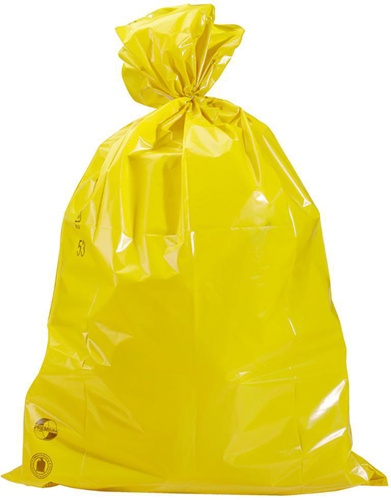 Müllsack Premium Inhalt 120l Maße 700x1100mm Stärke 45µ PE gelb TRANSPAK