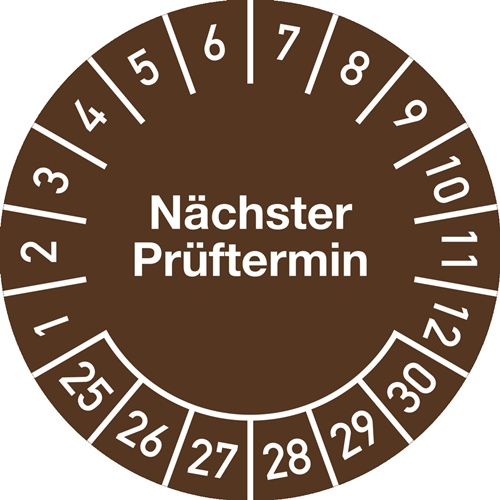 Mehrjahresprüfplakette D.30mm Nächster Prüftermin 2025-2030 Folie Btl.a 100 St.