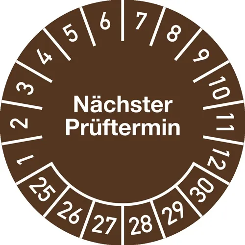 Mehrjahresprüfplakette D.30mm Nächster Prüftermin 2025-2030 Folie Btl.a 100 St.