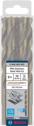 Bosch Metallbohrer PRO Stainless Steel Arbeits-L.101mm D.12mm L.151mm 5St.