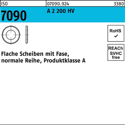 Unterlegscheibe ISO 7090 m.Fase 5 A 2 200 HV 1000 Stück