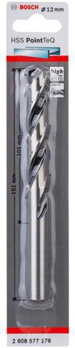 Bosch Metallspiralbohrer PointTeQ DIN388 Arbeits-L.101mm D.12mm Typ N