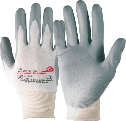 Handschuhe Camapur Comfort 619+ Gr.7 weiß/grau Polyamid mitPUR EN 388 Kat.II