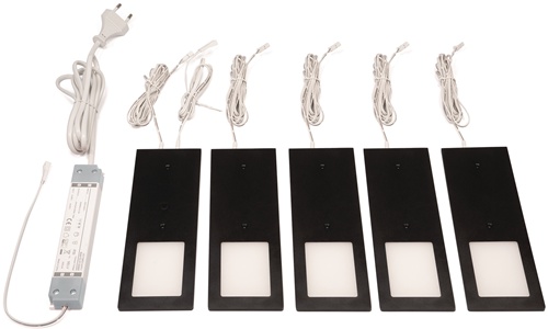 Anbauleuchte Planar L neutralweiß 24V DC 5x3 W Rahmenfarbe schwarz L&S