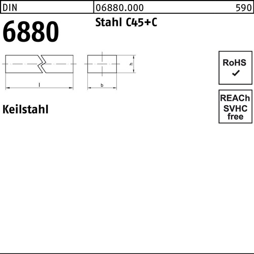 Keilstahl DIN 6880 8x 7x 1000 Stahl C45+C 1 Stück