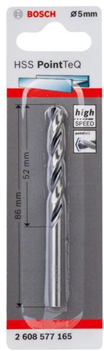 Bosch Metallspiralbohrer PointTeQ DIN388 Arbeits-L.52mm D.5mm Typ N