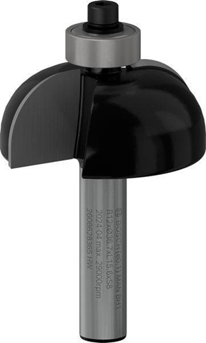 Bosch Hohlkehlfräser Arbeits-L.16mm D.36,7mm L.58mm Radius 12mm Schaft 8mm