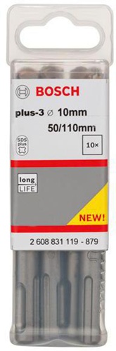 Bosch Hammerbohrer Arbeits-L.50mm D.10mm L.110mm SDS plus-3 10 St