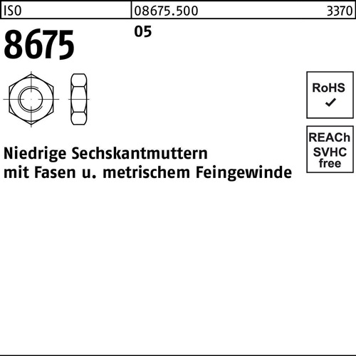 Sechskantmutter ISO 8675 Fasen M10x 1 5 100 Stück