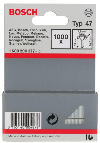 Bosch Nagel Typ 47 LxB 19x1,8mm Dicke 1,27mm 1000er Pack