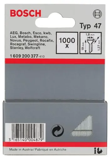 Bosch Nagel Typ 47 LxB 19x1,8mm Dicke 1,27mm 1000er Pack