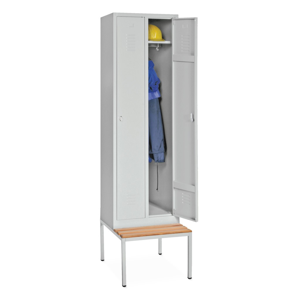 HEMMDAL Kleiderspind mit Sitzbank, Drehriegelverschluss, 3 Abteile à 300 mm