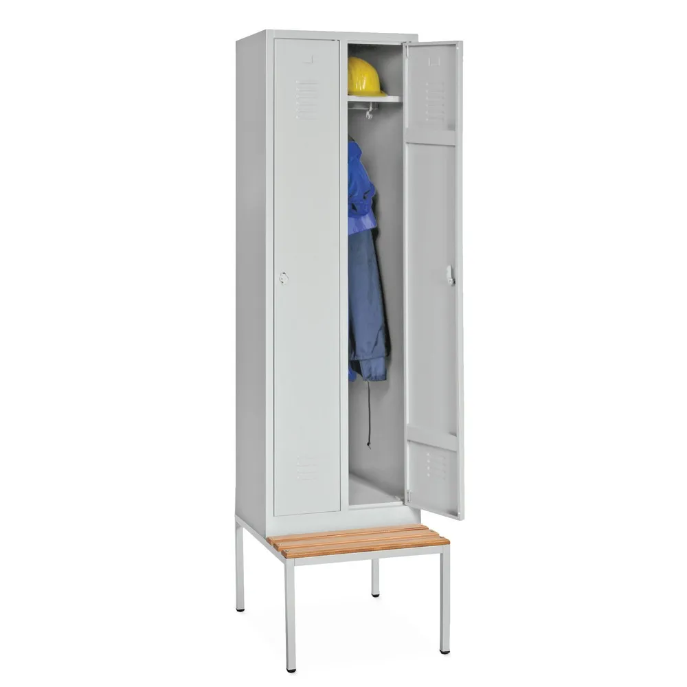 HEMMDAL Kleiderspind mit Sitzbank, Drehriegelverschluss, 3 Abteile à 300 mm
