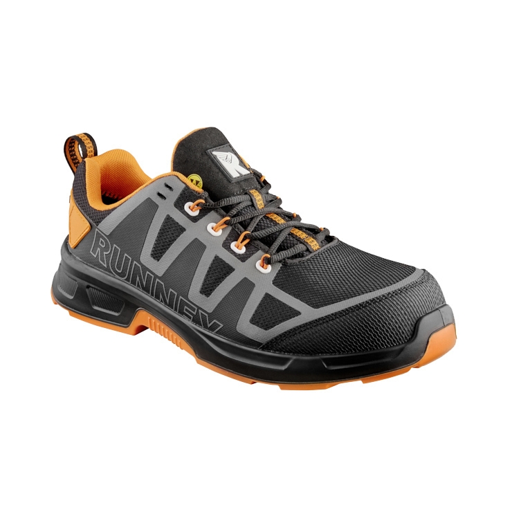 RUNNEX® S3S-ESD Sicherheitshalbschuhe ActionStar schwarz/grau/orange - Gr. 36 - 48