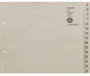 Leitz Registerserie 13120085 DIN A4 A-Z für 12Ordner Tauenpapier grau