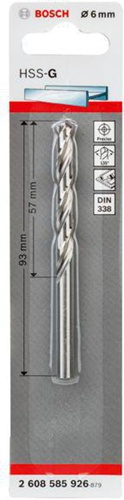 Bosch Metallbohrer HSS-G DIN338 Arbeits-L.57mm D.6mm L.93mm