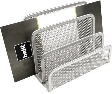 helit Briefständer Mesh H2518300 14x7x9,7cm 3Fächer Metall silber