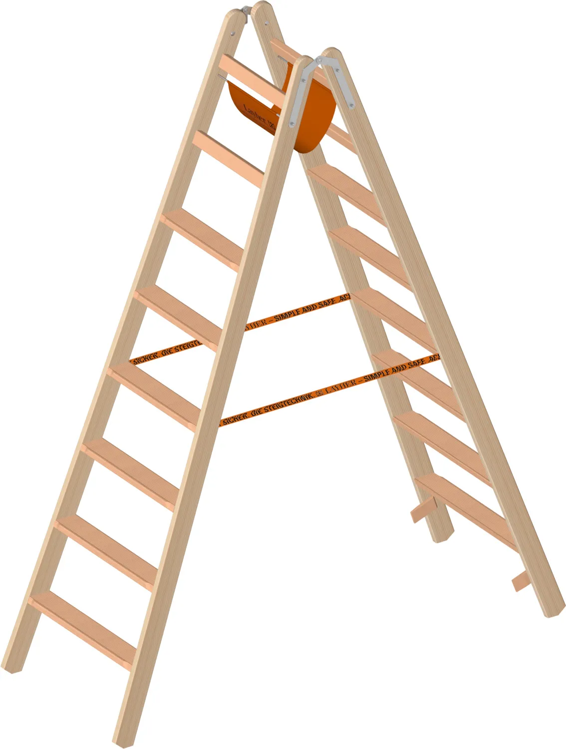 Layher Holzstehleiter mit Stufen 2x8