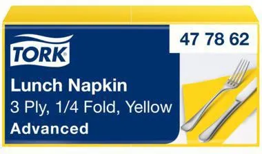 Tork Serviette 477862 33x33cm 3lg. 1/4 Falz gelb 150 St./Pack.