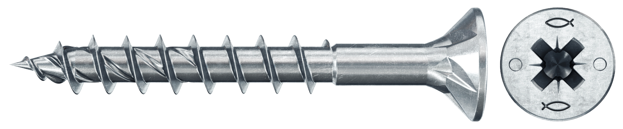 fischer PowerFast FPF II CZP 4,5 x 40 BC 500 Senkkopf mit Kreuzschlitz PZ Teilgewinde galvanisch verzinkt, blau passiviert