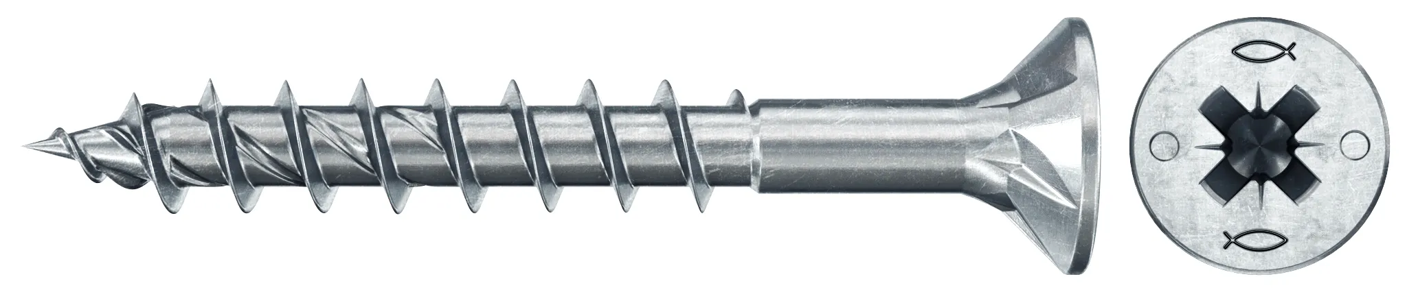 fischer PowerFast FPF II CZP 5,0 x 45 BC 50 Senkkopf mit Kreuzschlitz PZ Teilgewinde galvanisch verzinkt, blau passiviert