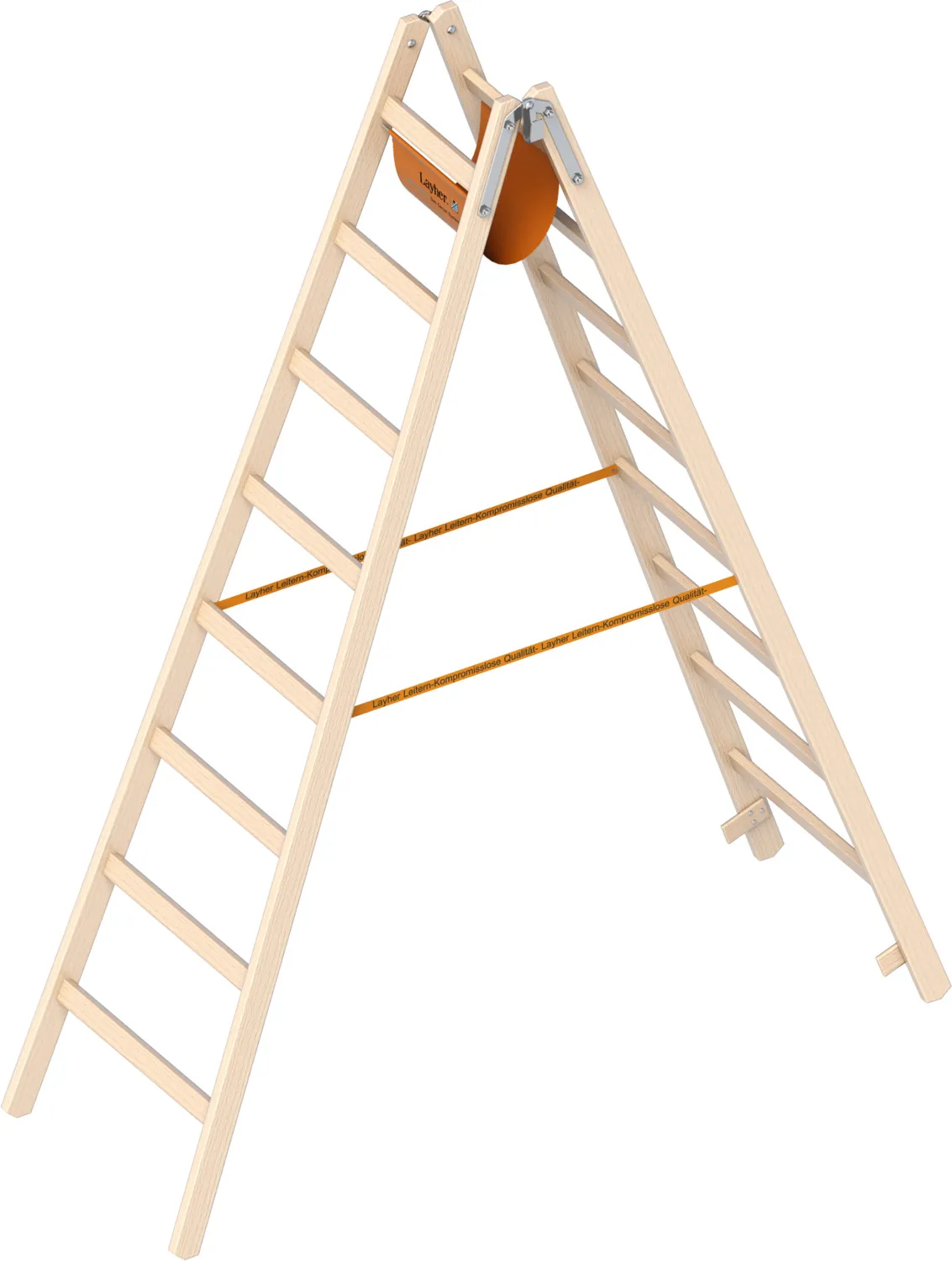 Layher Holzstehleiter 1053 nach Ö-Norm Z1501 2x8 Sprossen