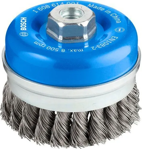 Bosch Topfbürste D.90mm Draht-St.0,5mm Stahl gezopfter Draht M14 max.Drehz.8500 1/min