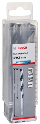 Bosch Metallspiralbohrer PointTeQ DIN388 Arbeits-L.81mm D.9,1mm Typ N 10St.