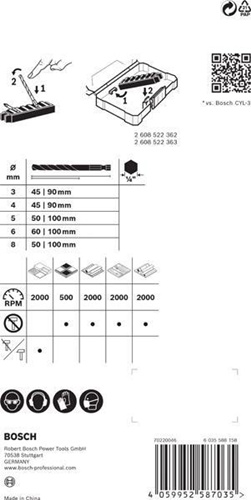 Bosch Bohrer-Set EXPERT HEX-9 MultiConstruction Pick & Click 8tlg. D.3-8mm L.90/100mm