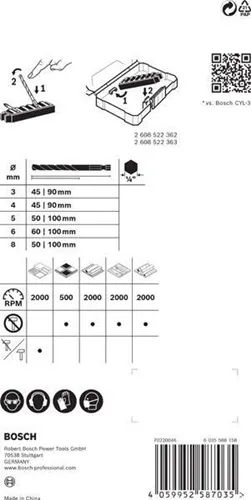 Bosch Bohrer-Set EXPERT HEX-9 MultiConstruction Pick & Click 8tlg. D.3-8mm L.90/100mm