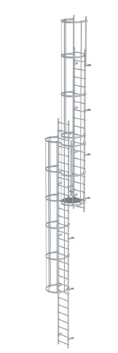 MUNK Mehrzügige Steigleiter mit Rückenschutz (Maschinen) Aluminium eloxiert 12,12m 