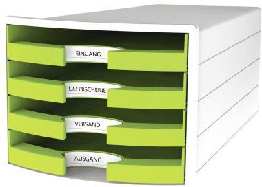Schubladenbox HAN IMPULS 4 Schubladen DIN A4 DIN C4 Polystyrol Gehäusefarbe: weiß Farbe der HAN